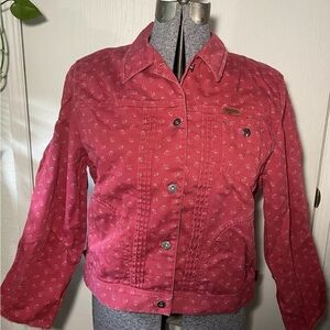 Ralph Lauren  Red/ Tan Floral Stamped Jean Trucker Jacket Size L